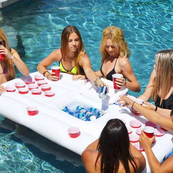 Inflatable 28 Cup Beer Pong Table for Pool - Dave's Deal Depot