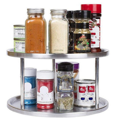 360° Rotating Stainless Steel Spice Rack Organizer Tray - Dave's Deal Depot