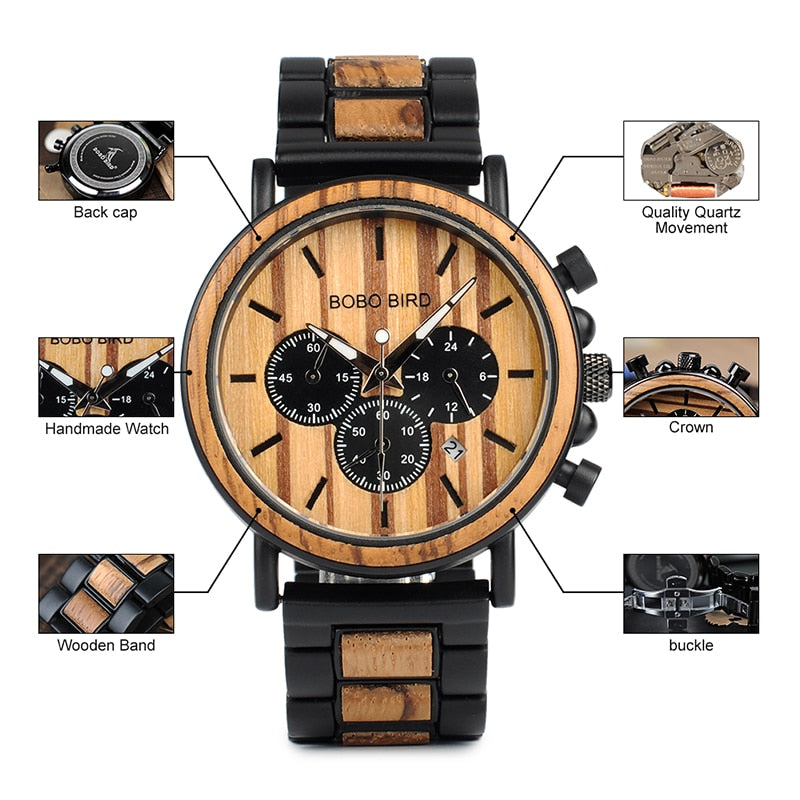 Men Wooden Quartz Wristwatch - Dave's Deal Depot