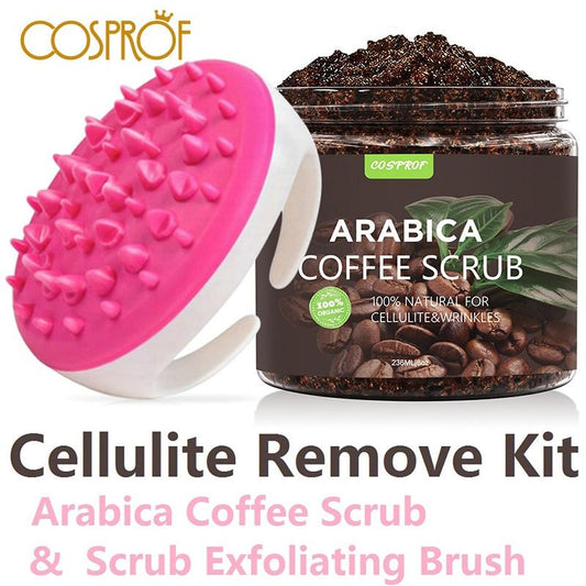 Arabica Coffee Bean Body Scrub & Massage Brush Value Set - Dave's Deal Depot