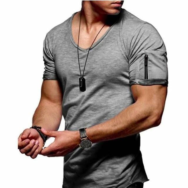 V-neck fitness bodybuilding T-shirt - Dave's Deal Depot