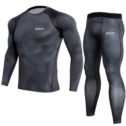 2pcs/set Men's Tracksuit Gym Fitness Compression Sport Suit - Dave's Deal Depot