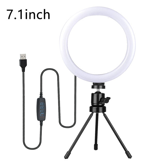 Dimmable LED Ring Light Selfie Studio W/ Tripod Stand & Phone clip - Dave's Deal Depot