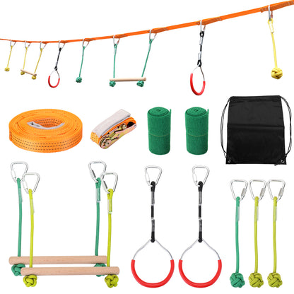 Children's Backyard Ninja Warrior SlackLine Obstacle Course Kit - Dave's Deal Depot