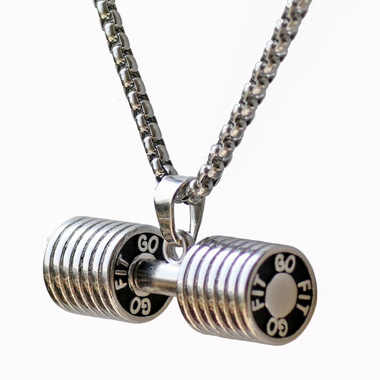 Stainless Steel Dumbbell Pendant Necklace - Dave's Deal Depot