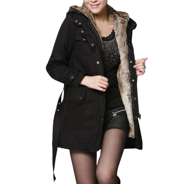 Women Vintage Fur Lined Coat