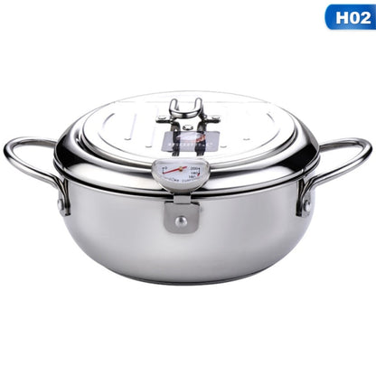 Stainless Steel Tempura Deep Frying Pot W/ Thermometer
