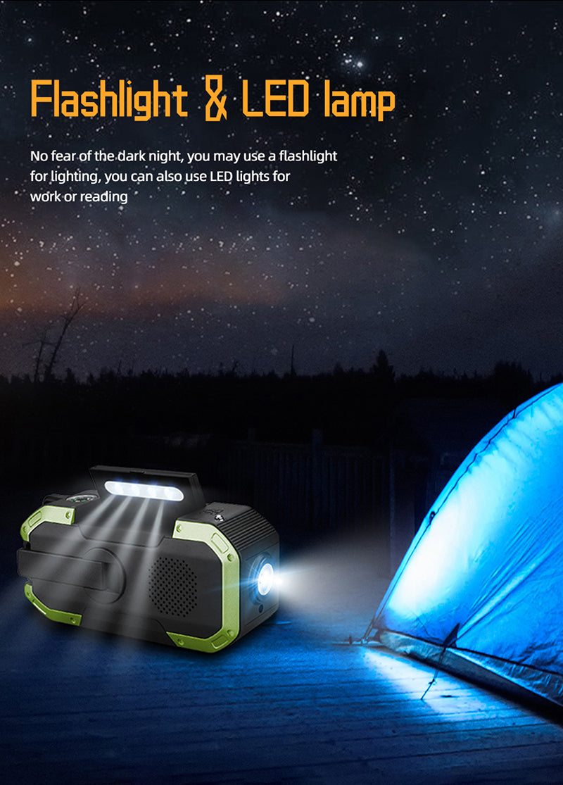 Multipurpose Solar Emergency Flashlight with Hand Crank & Radio